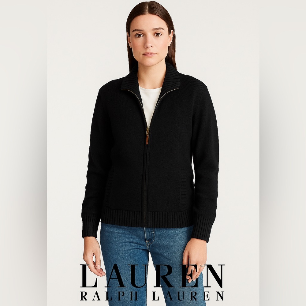 Ralph Lauren | Classic Black Knitwear Zip-Up Cardigan Sweater